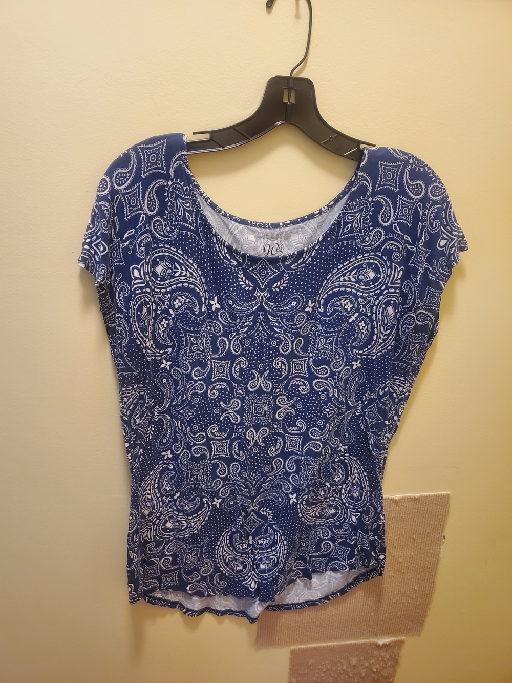 Westport Blue Paisley Scoop-Neck Short Sleeve Top